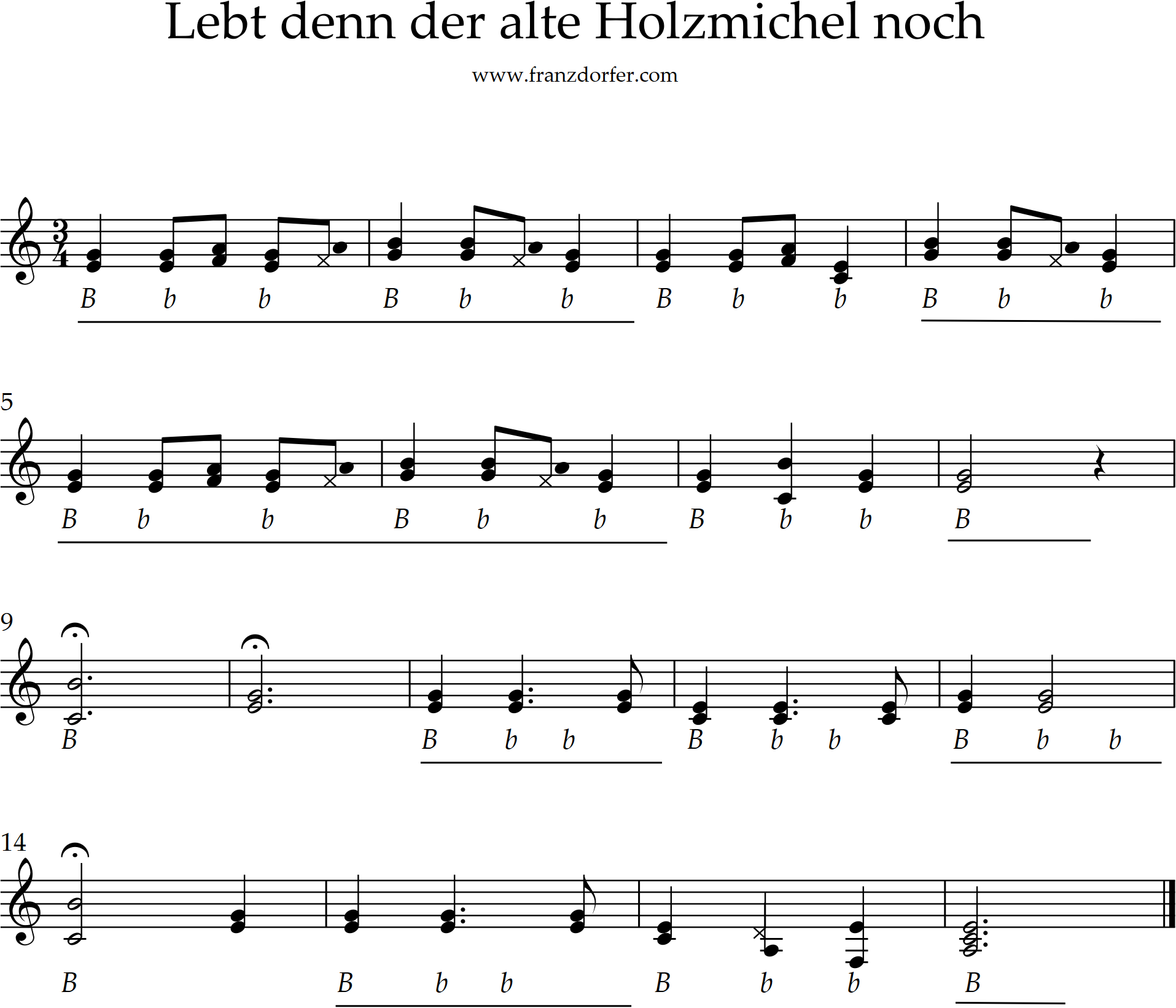 noten für steirische harmonika, lebt denn der alte holzmichel noch